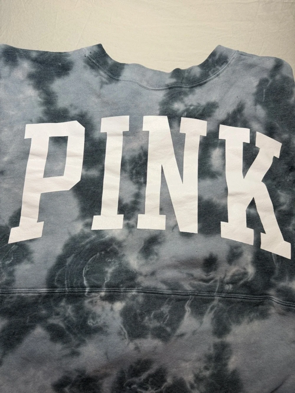 PINK Blue Gray Tie-Dye Crewneck Sweatshirt - Picture 6 of 6